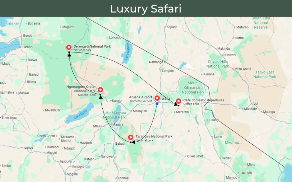 Luxury Safari map | GAIA Legacy Travel