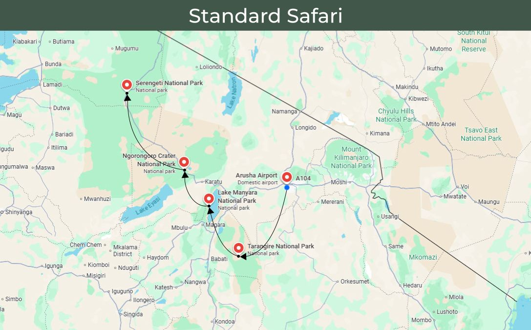 Standard Safari map | GAIA Legacy Travel